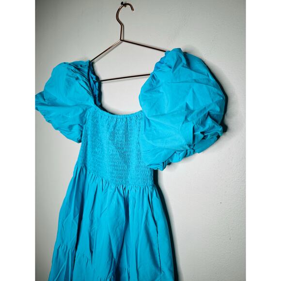 LINE & DOT Bright Blue A-Line Off Shoulder Lace Cutout Midi Dress Size XS - Picture 6 of 13